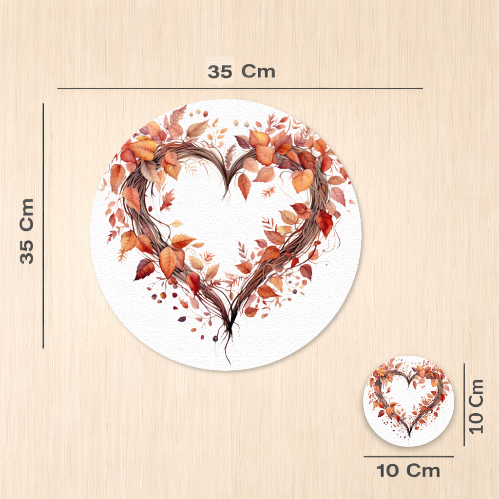 Autumn Leaves Heart Wreath Charger Plate Set 12 Pieces