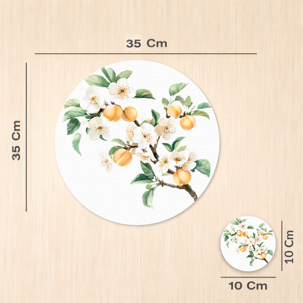 Watercolor Apricot Blossom Branch Charger Plate Set 12 Pieces