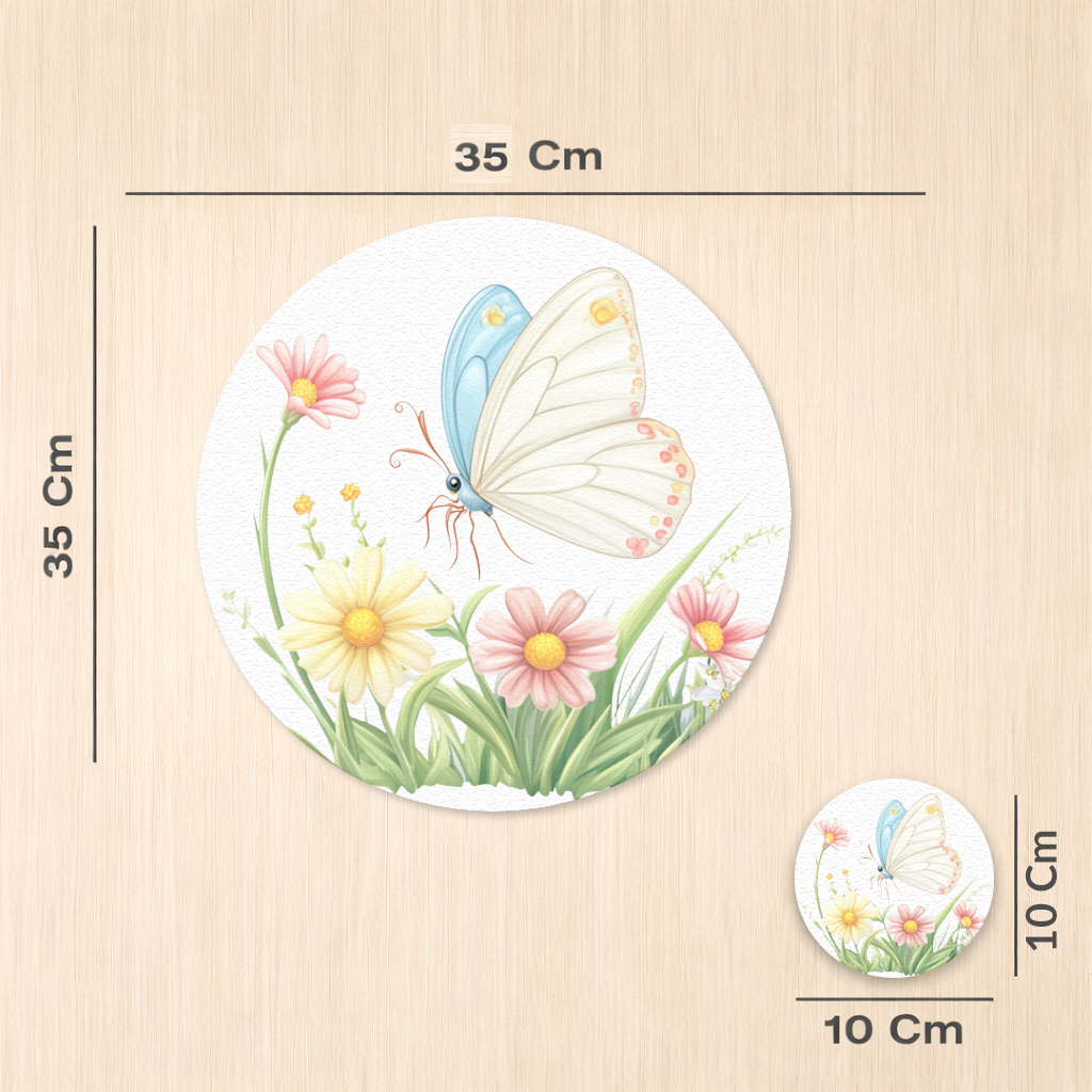 Whimsical Pastel Butterfly and Wildflowers Charger Plate Set 12 Pieces
