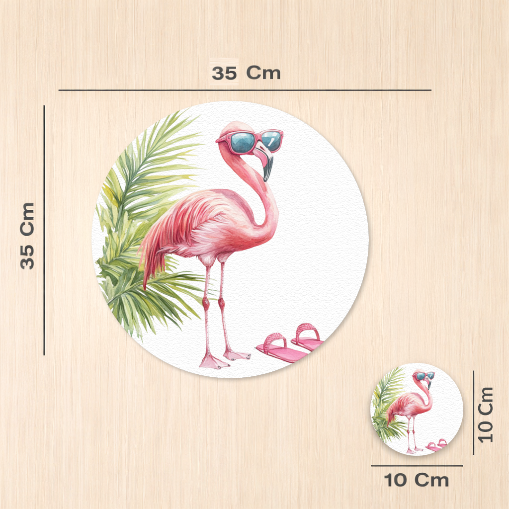 Pink Flamingo with Sunglasses Charger Plate Set 12 Pieces