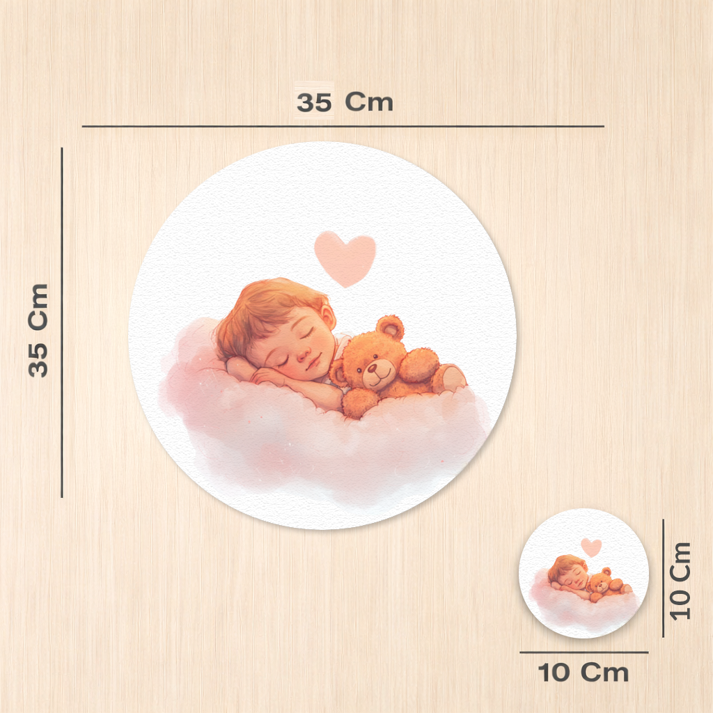 Sleeping Baby on Cloud with Teddy Bear Charger Plate Set 12 Pieces