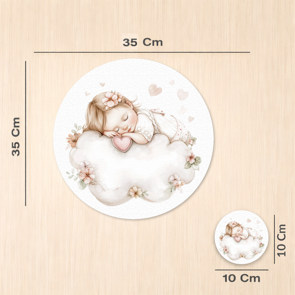 Sleeping Baby Girl on Floral Cloud Charger Plate Set 12 Pieces