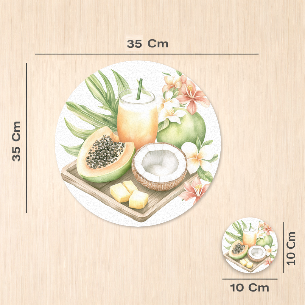 Tropical Papaya and Coconut Juice Charger Plate Set 12 Pieces