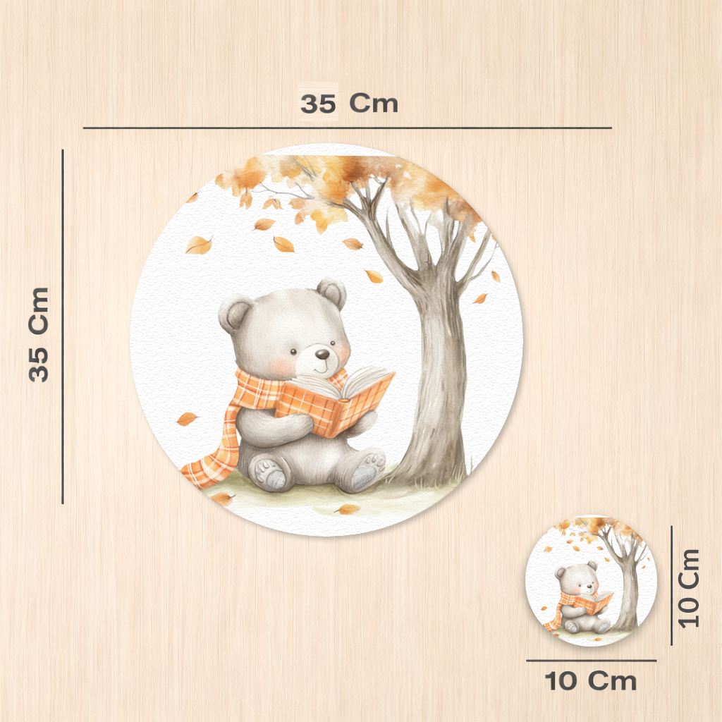 Reading Bear with Orange Scarf Charger Plate Set 12 Pieces