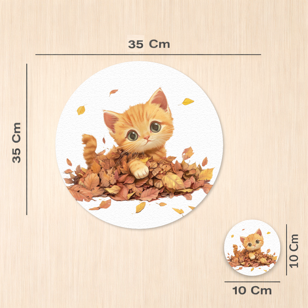 Ginger Kitten in Autumn Leaves Charger Plate Set 12 Pieces