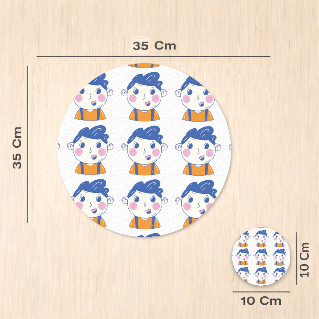 Cute Smiling Boy with Blue Hair Charger Plate Set 12 Pieces