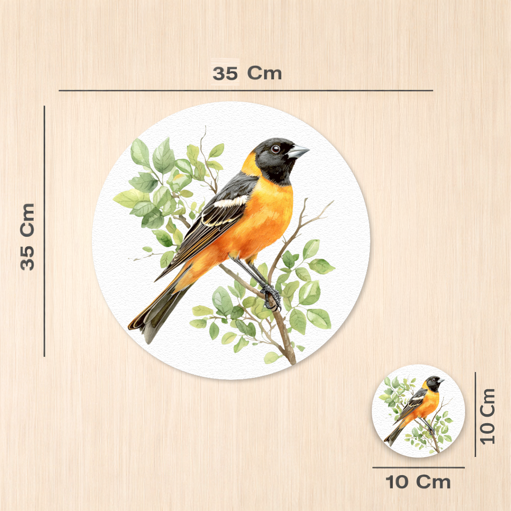 Baltimore Oriole on Branch Charger Plate Set 12 Pieces