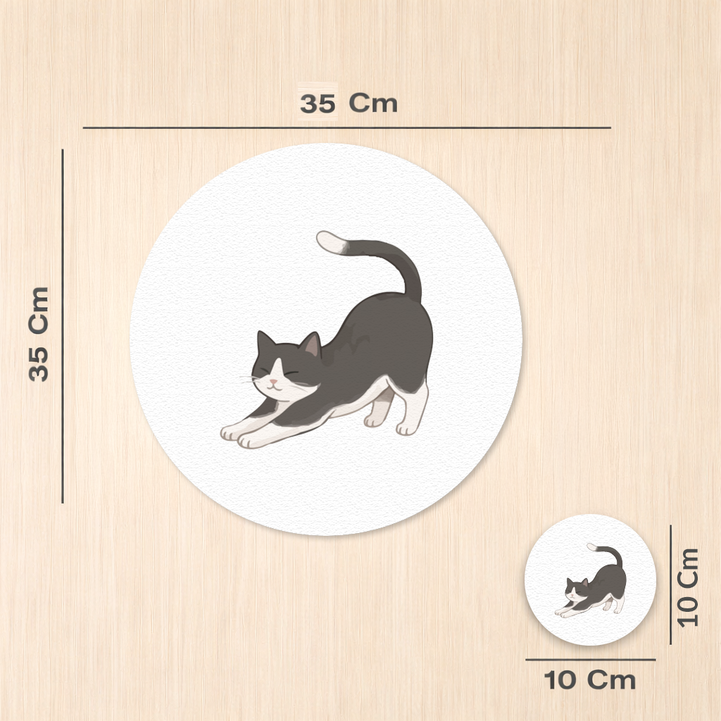 Stretching Tuxedo Cat Charger Plate Set 12 Pieces