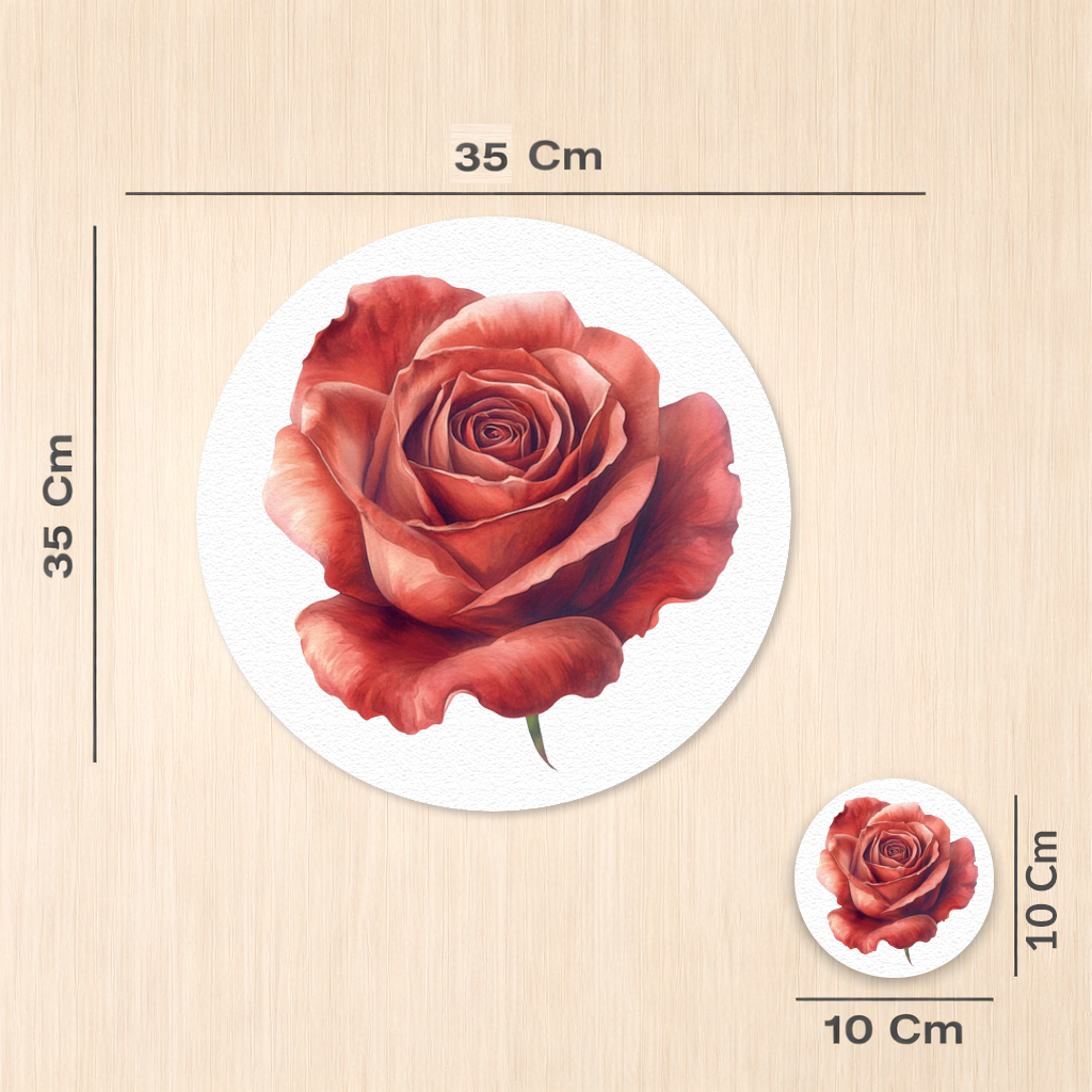 Crimson Red Rose Charger Plate Set 12 Pieces