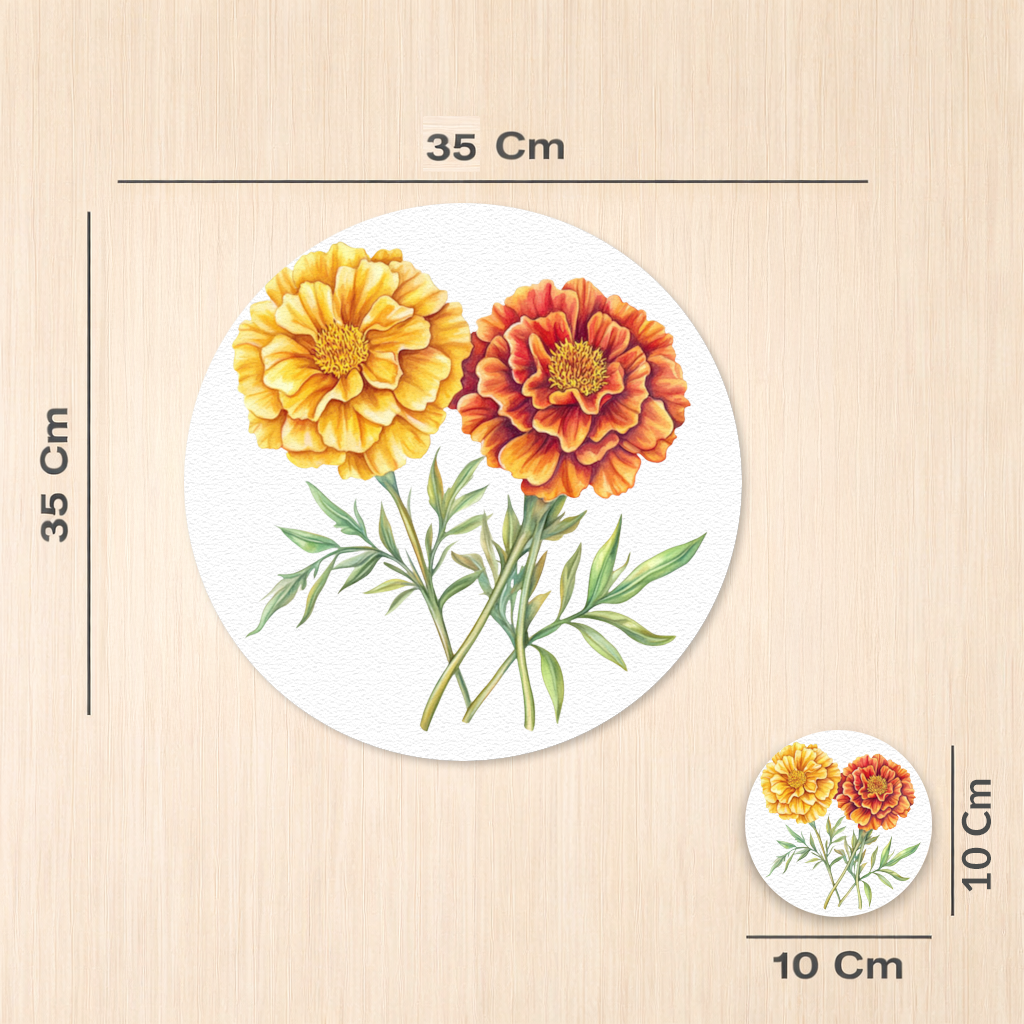 Botanical Yellow Orange Marigold Charger Plate Set 12 Pieces