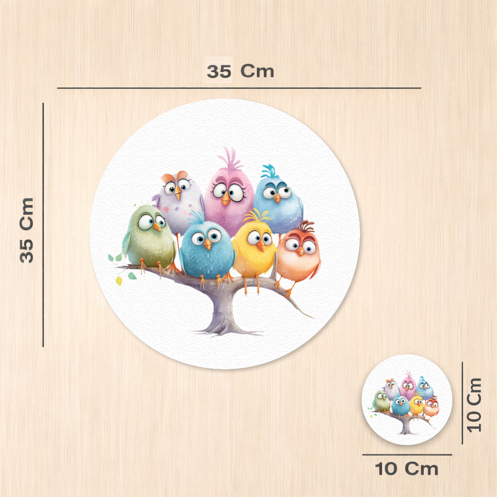 Whimsical Colorful Birds on Branch Charger Plate Set 12 Pieces