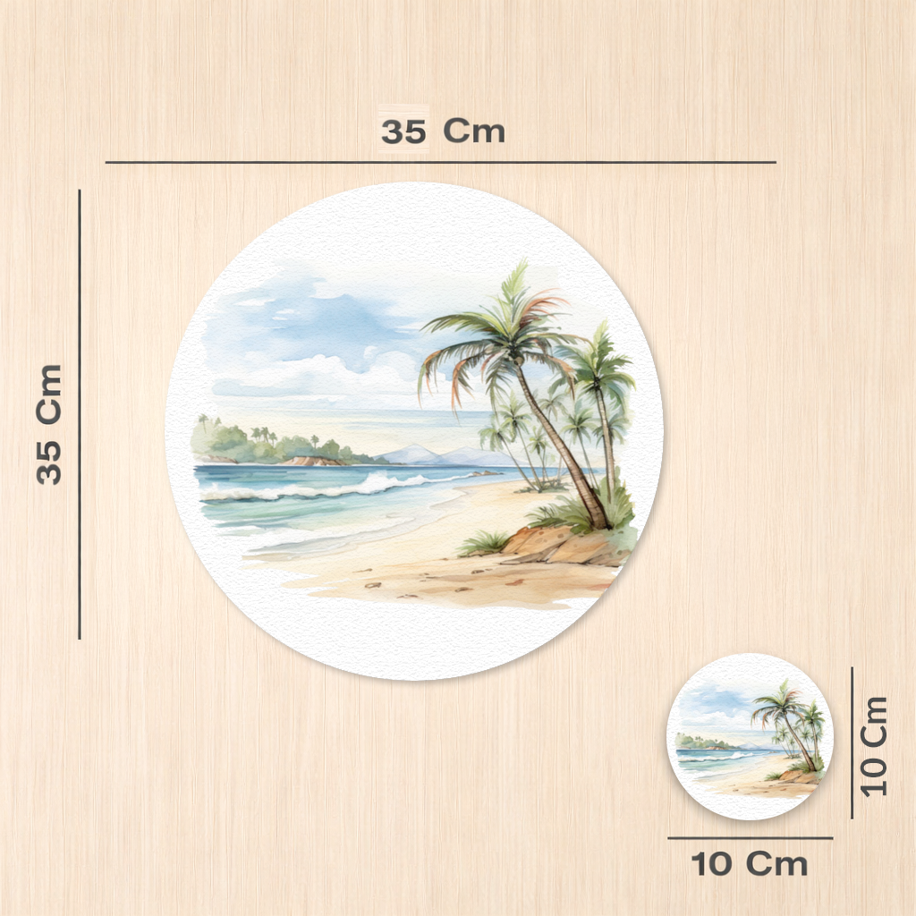 Tropical Palm Tree Beach Charger Plate Set  12 Pieces