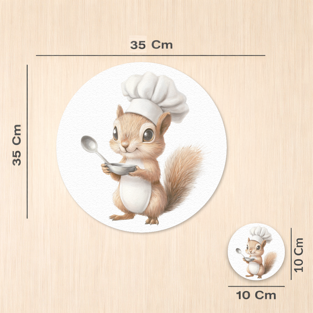 Whimsical Little Chef Squirrel Charger Plate Set 12 Pieces