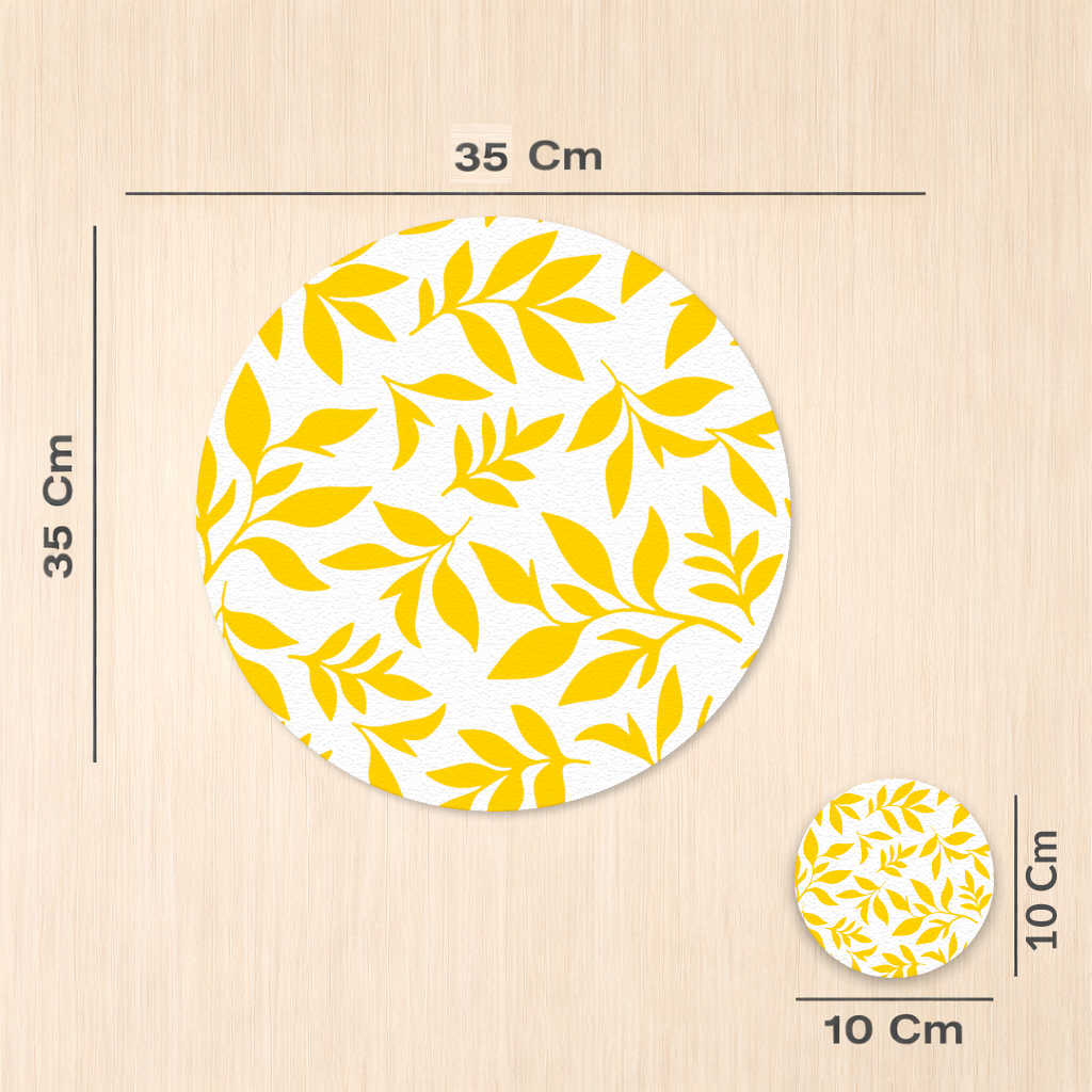 Mustard Yellow Botanical Leaves Charger Plate Set 12 Pieces