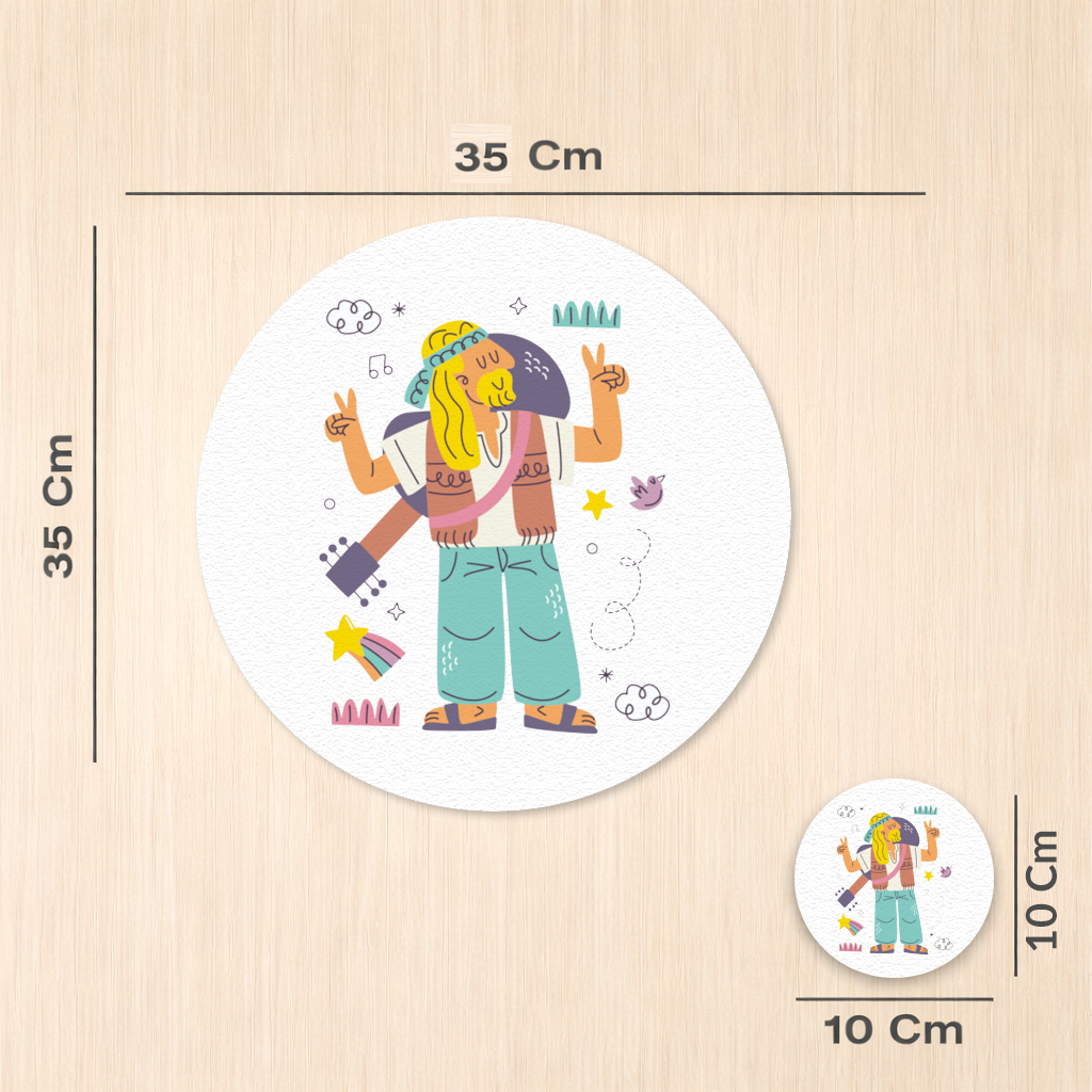 Retro Hippie Character Charger Plate Set 12 Pieces