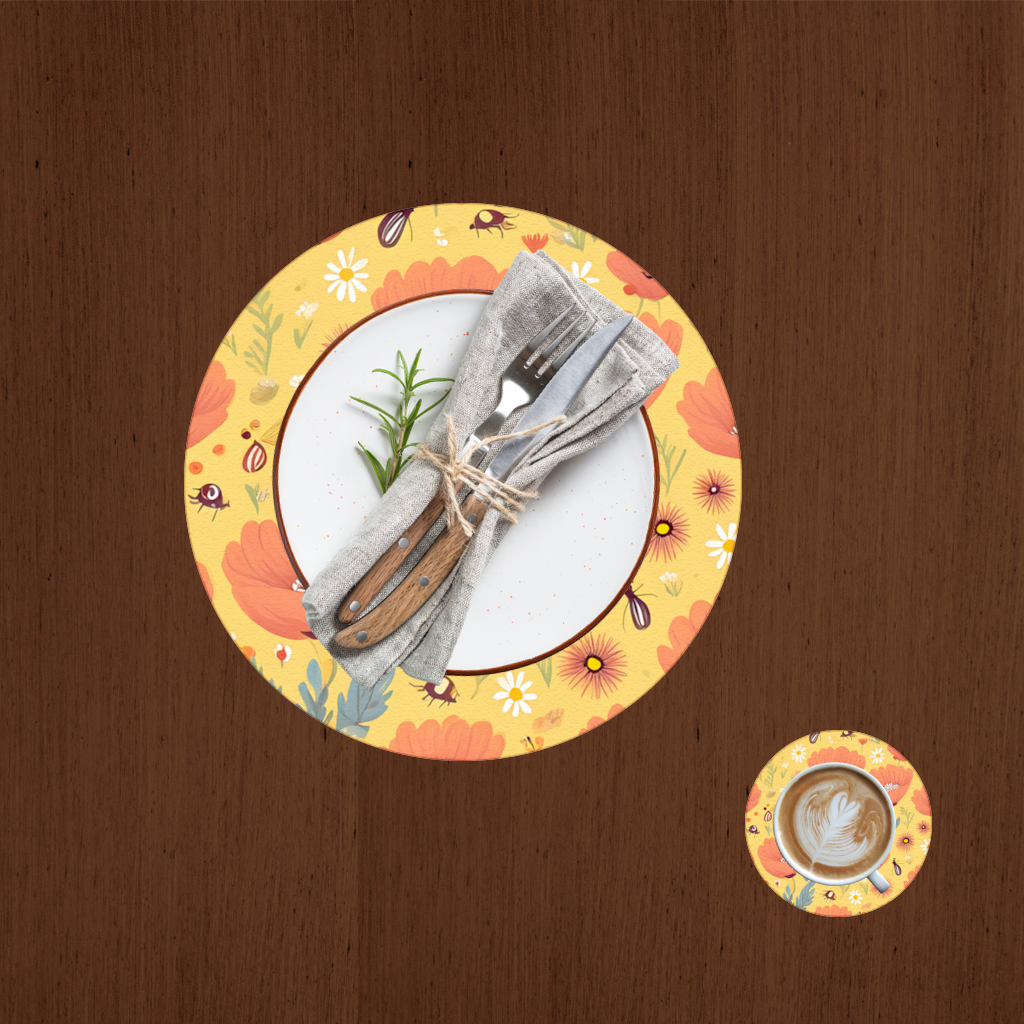 Floral Insect Pattern Colorful Design Charger Plate Set 12 Pieces