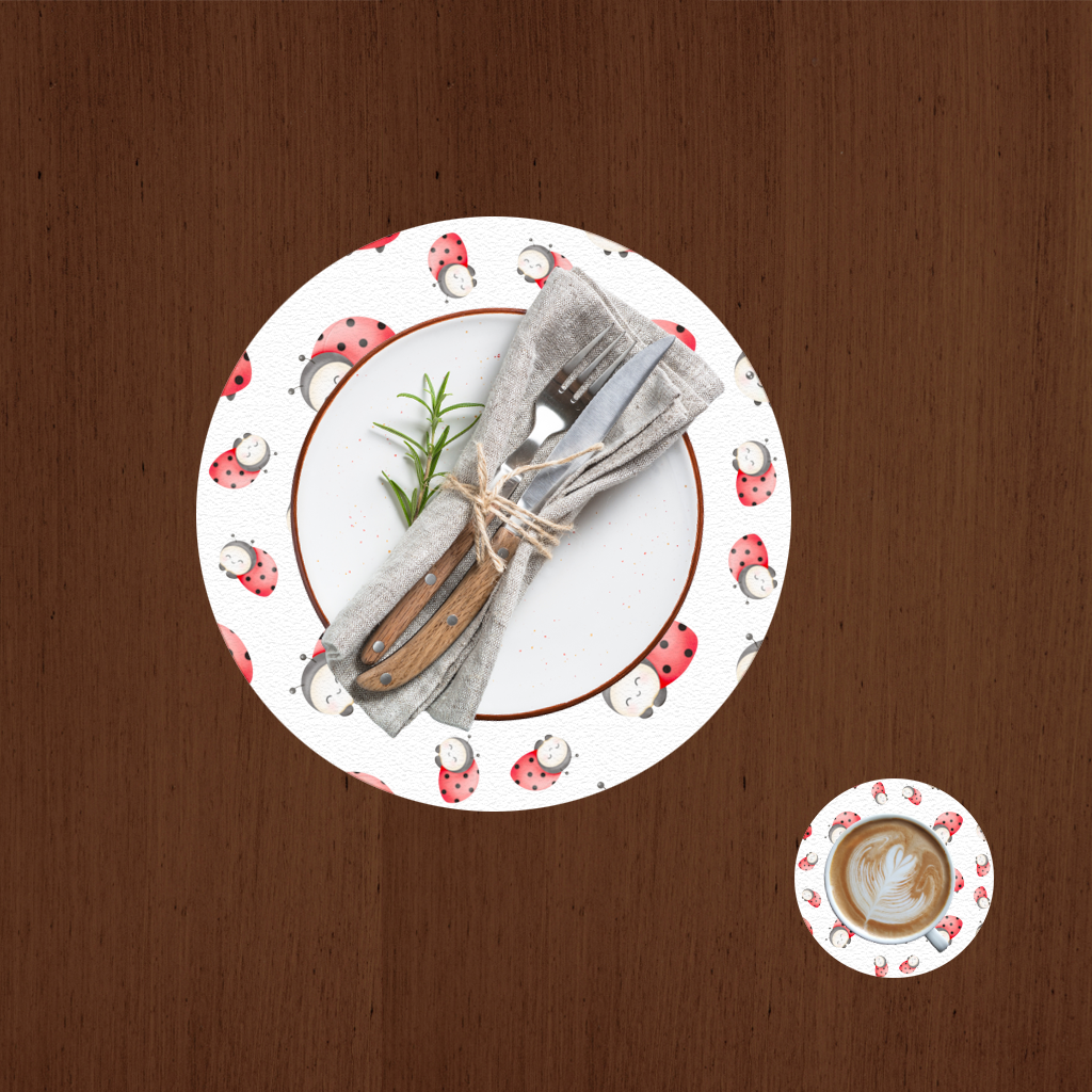 Cute Kawaii Ladybug Pattern Charger Plate Set 12 Pieces