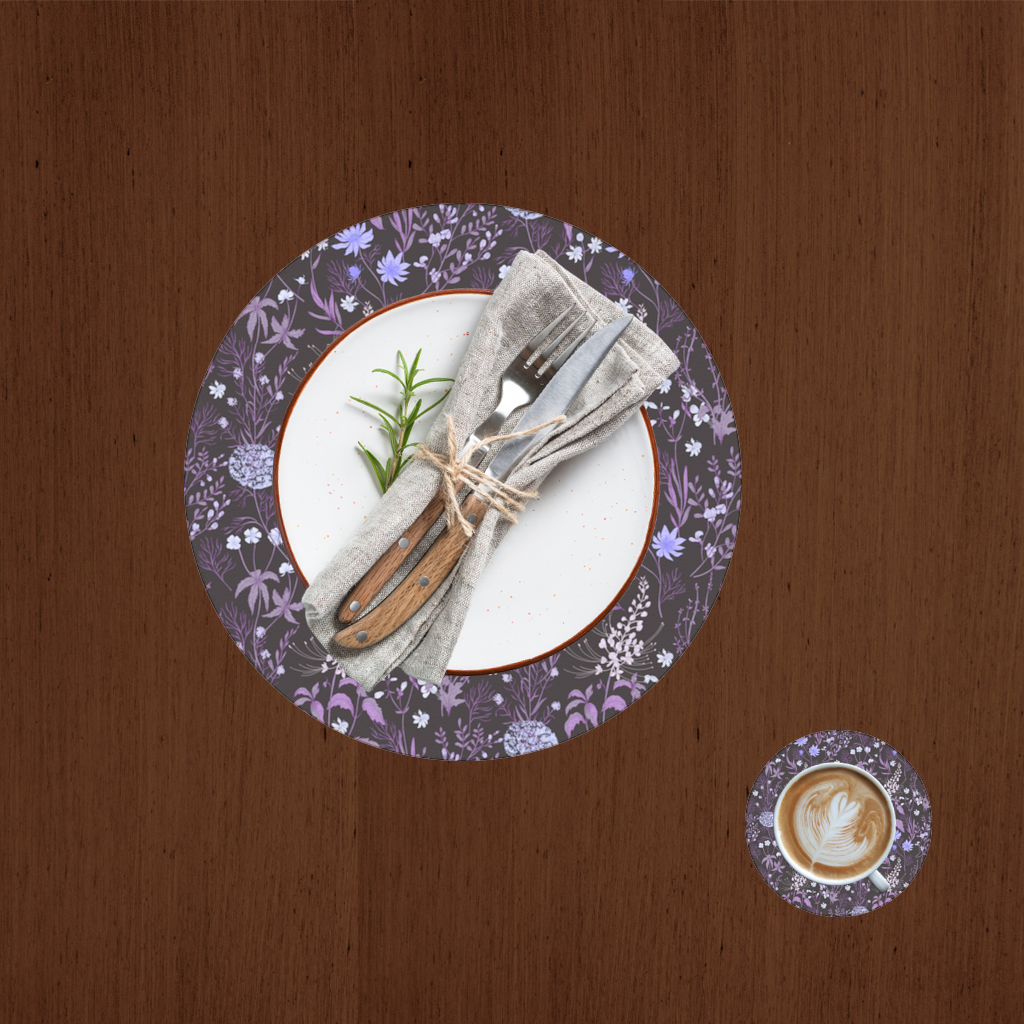 Purple Gothic Botanical Charger Plate Set 12 Pieces