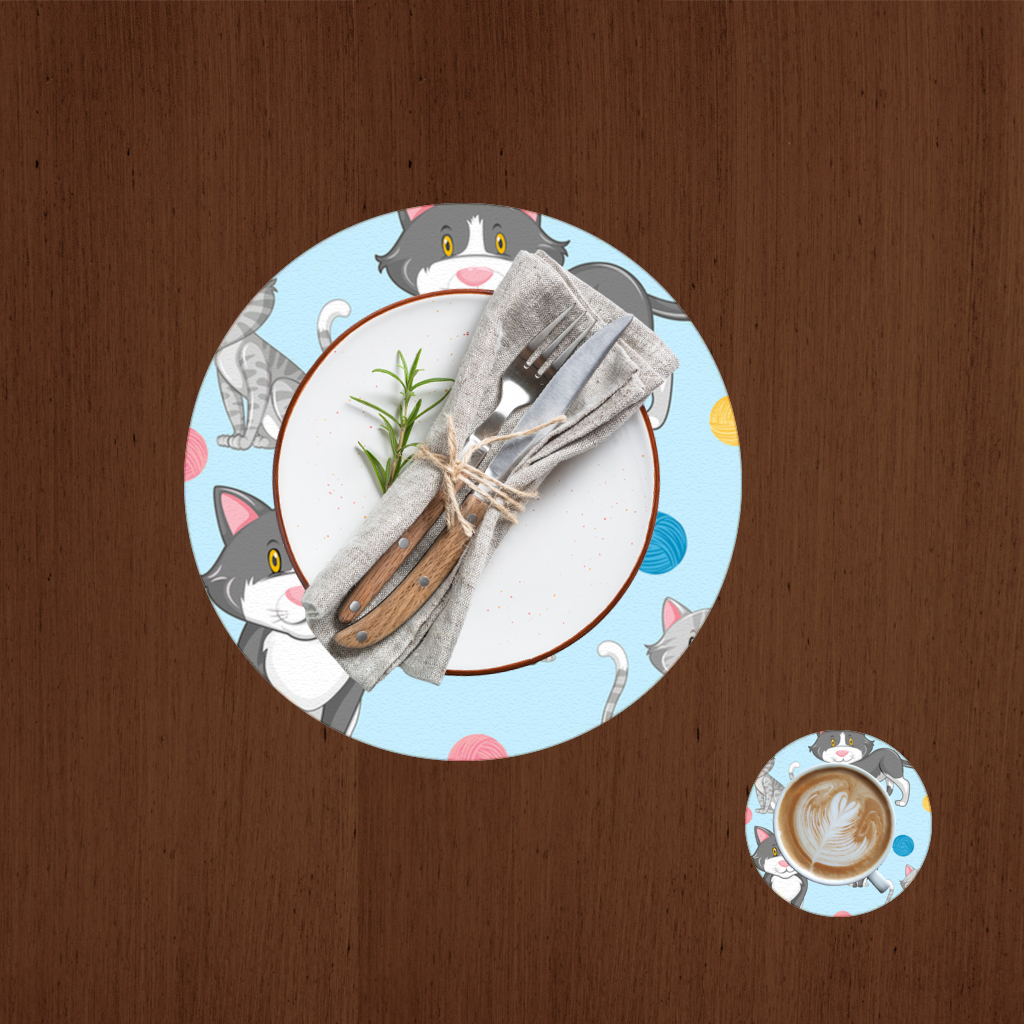 cat repeat pattern Charger Plate Set 12 Pieces
