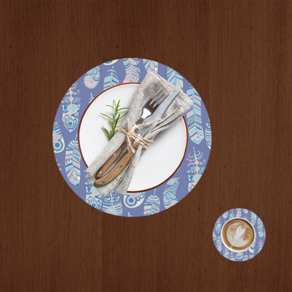 Boho Tribal Feather Charger Plate Set 12 Pieces