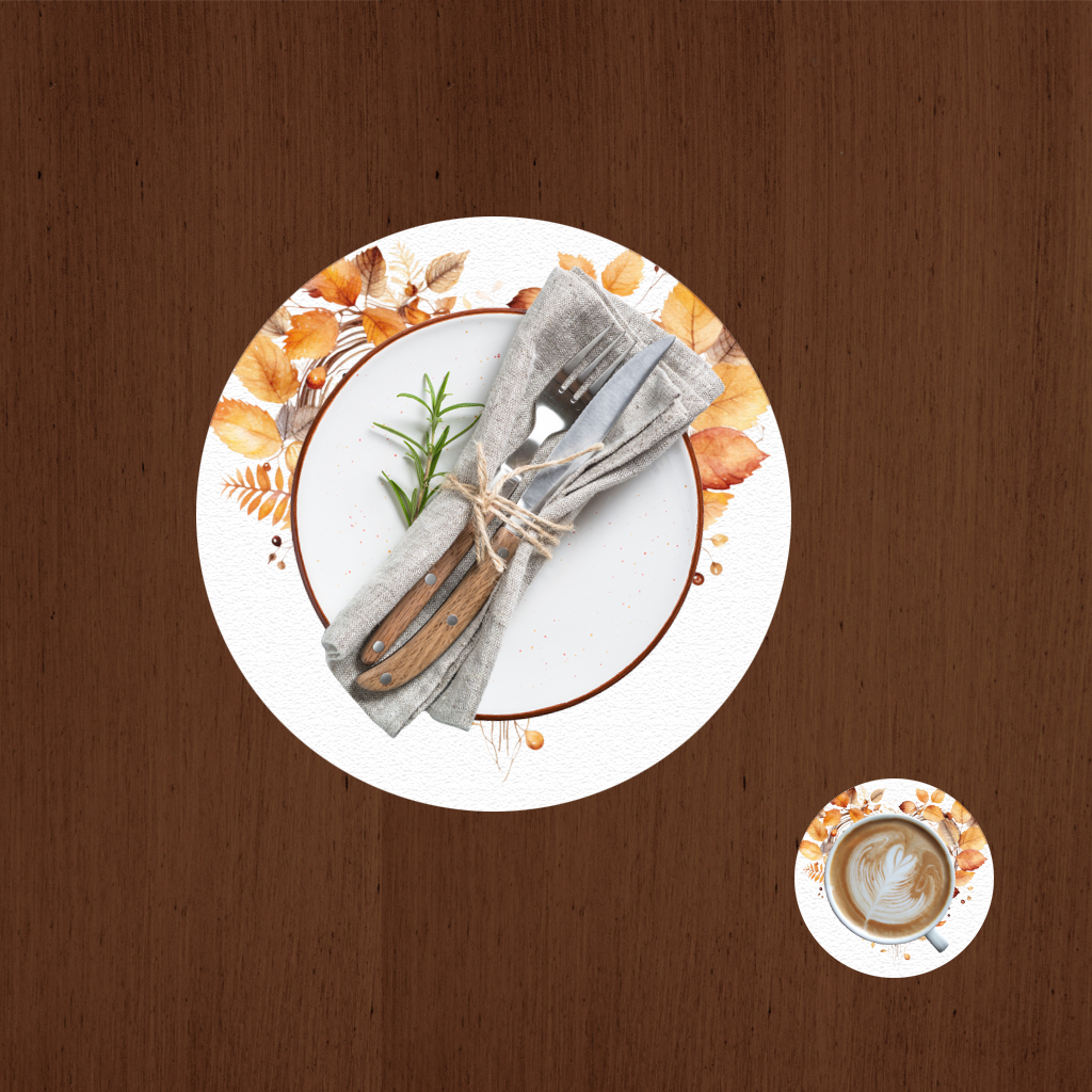 Orange Autumn Leaves Heart Charger Plate Set 12 Pieces