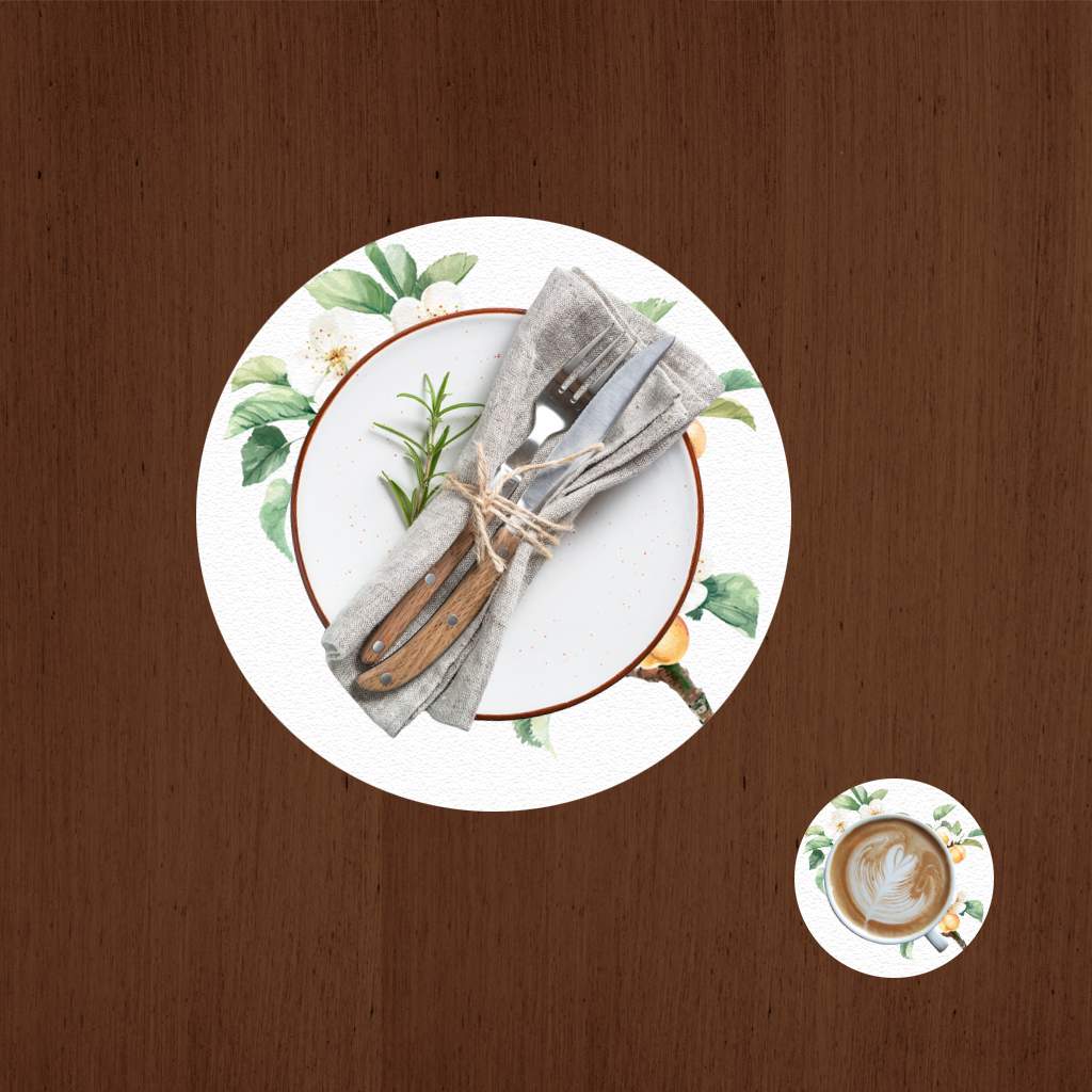 Watercolor Apricot Blossom Branch Charger Plate Set 12 Pieces