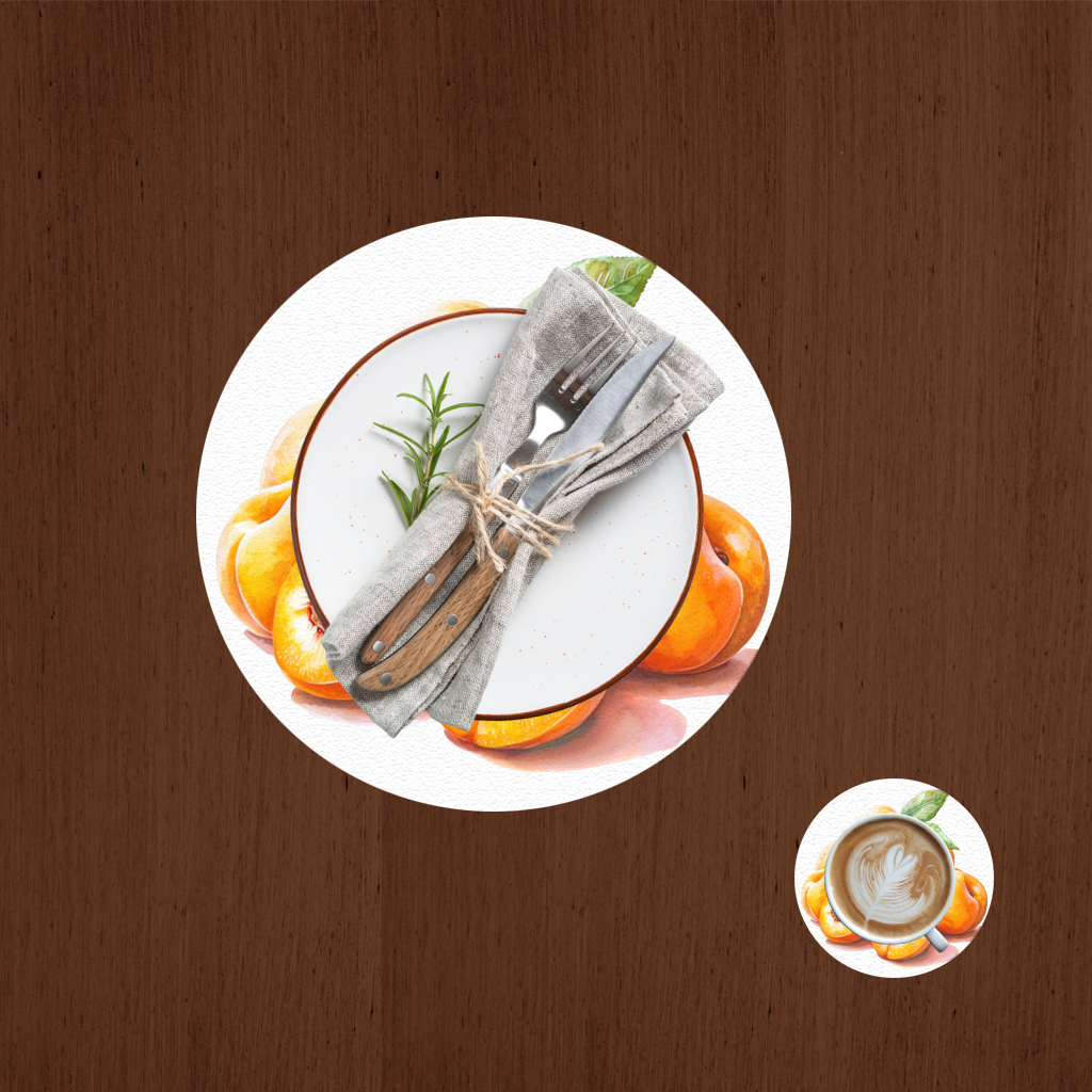 Watercolor Apricot and Leaves Charger Plate Set 12 Pieces