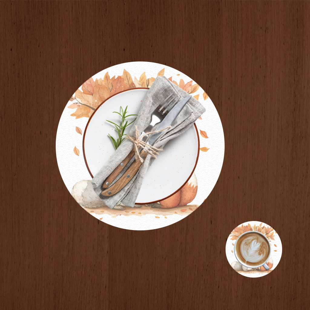 Cozy Autumn Fox and Rabbit Charger Plate Set 12 Pieces