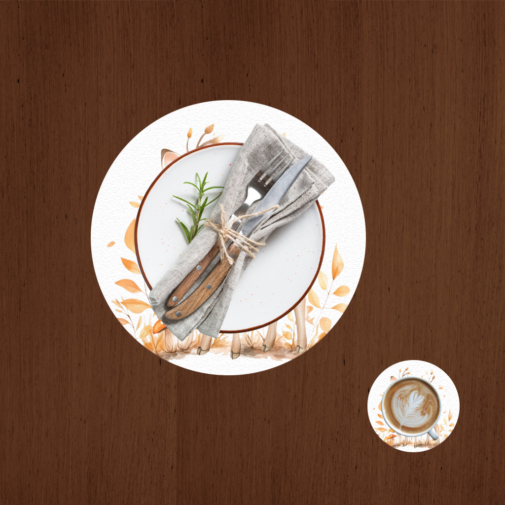Whimsical Autumn Woodland Fawn Charger Plate Set 12 Pieces