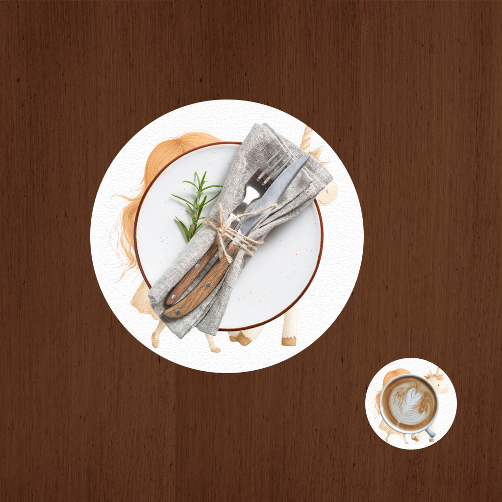 Ginger Girl with Whimsical White Unicorn Charger Plate Set  12 Pieces