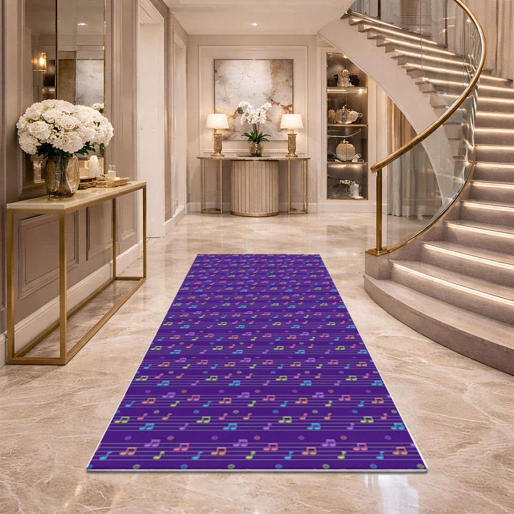 Colorful Music Notes and Modern Rhythm Seamless Pattern Hallway & Entryway Rug