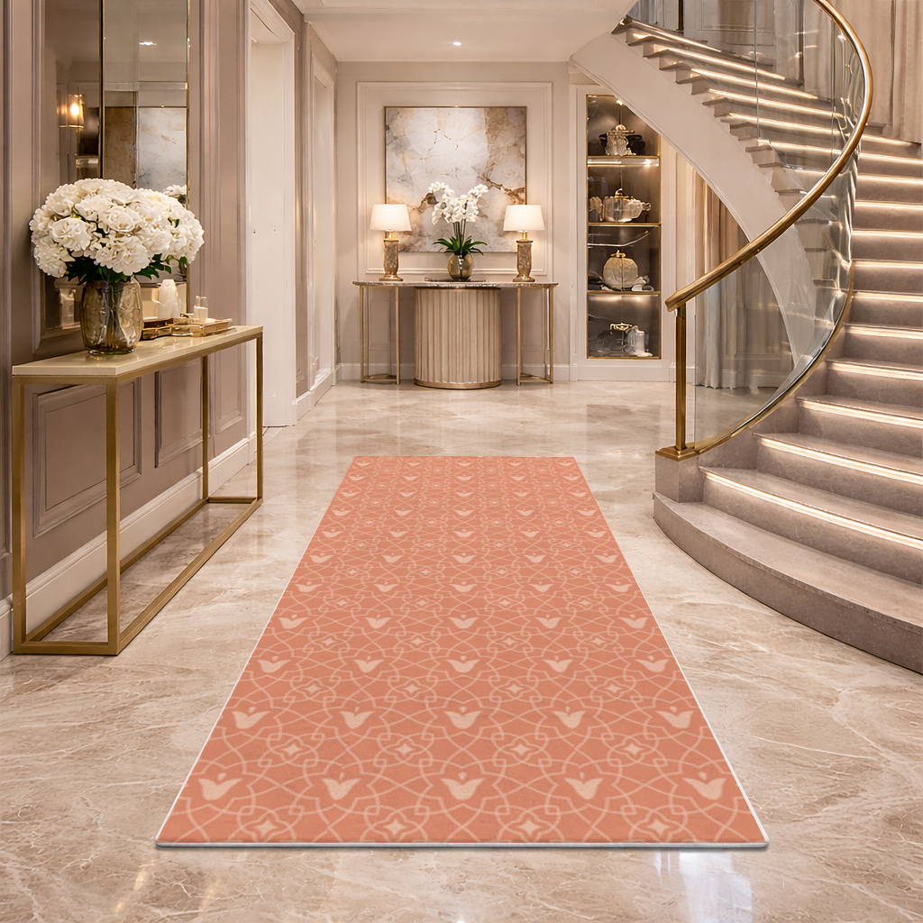 Modern Geometrik Çizgisel Terakota Desen Antre ve Koridor Halısı