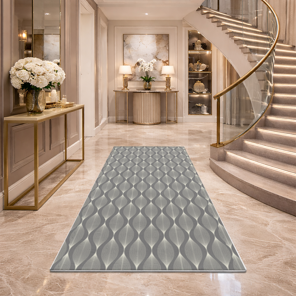 Art Deco Geometric Wavy Pattern Hallway & Entryway Rug
