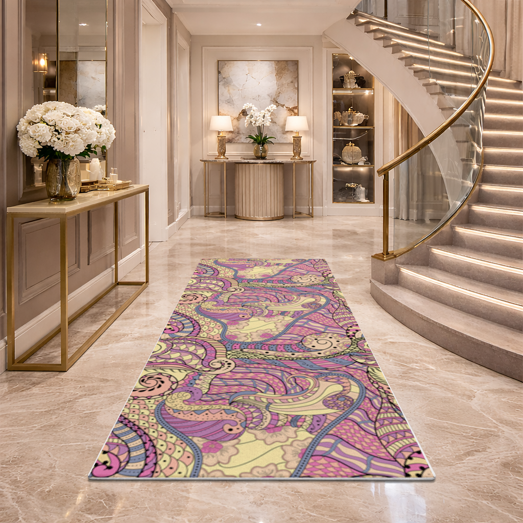Psychedelic Zentangle Floral Hallway & Entryway Rug
