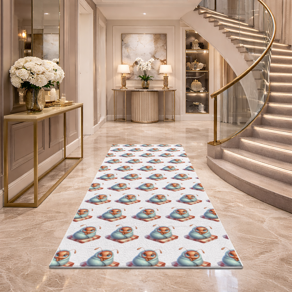 Kawaii Baby Ant Wrapped in Blanket Hallway & Entryway Rug