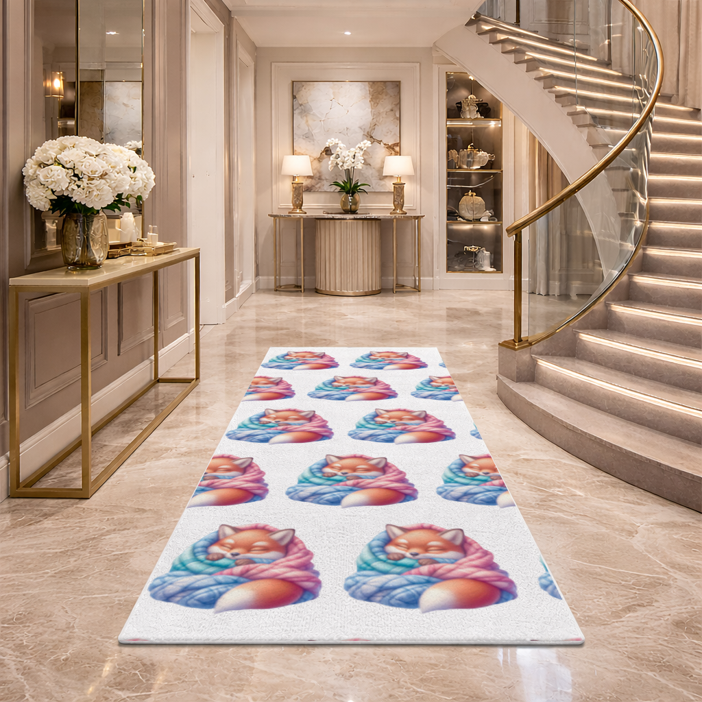 Sleeping Fox Knitted Blanket Hallway & Entryway Rug