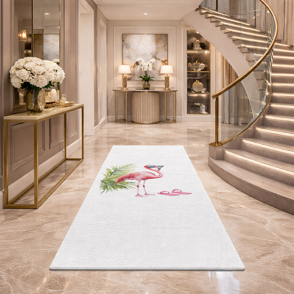 Pink Flamingo with Sunglasses Hallway & Entryway Rug