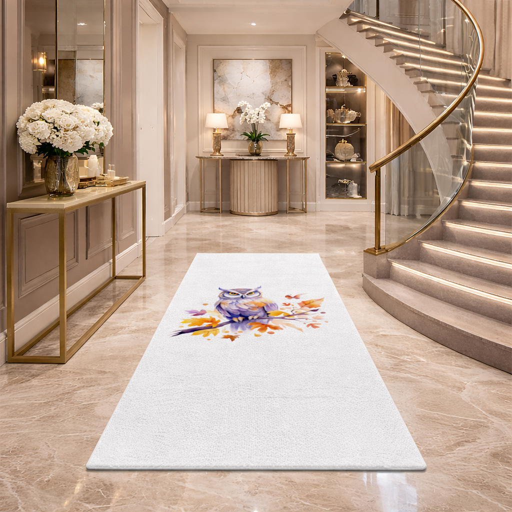 Whimsical Autumn Owl and Butterfly Hallway & Entryway Rug