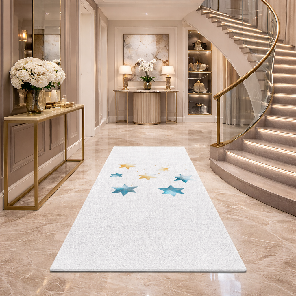 Watercolor Hanging Stars Hallway & Entryway Rug