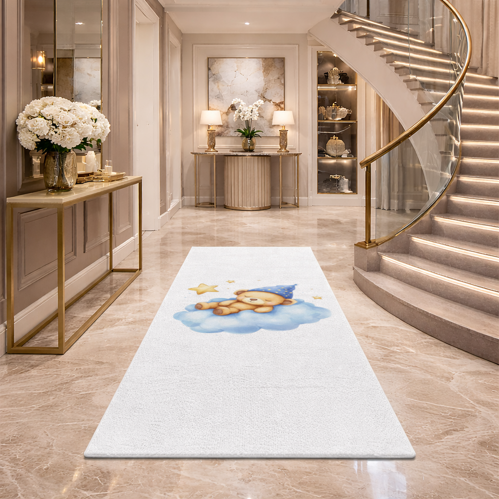 Sleeping Teddy Bear on a Cloud Hallway & Entryway Rug