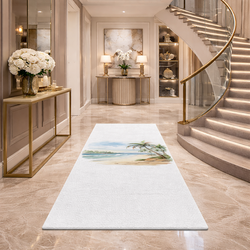 Tropical Palm Tree Beach Hallway & Entryway Rug