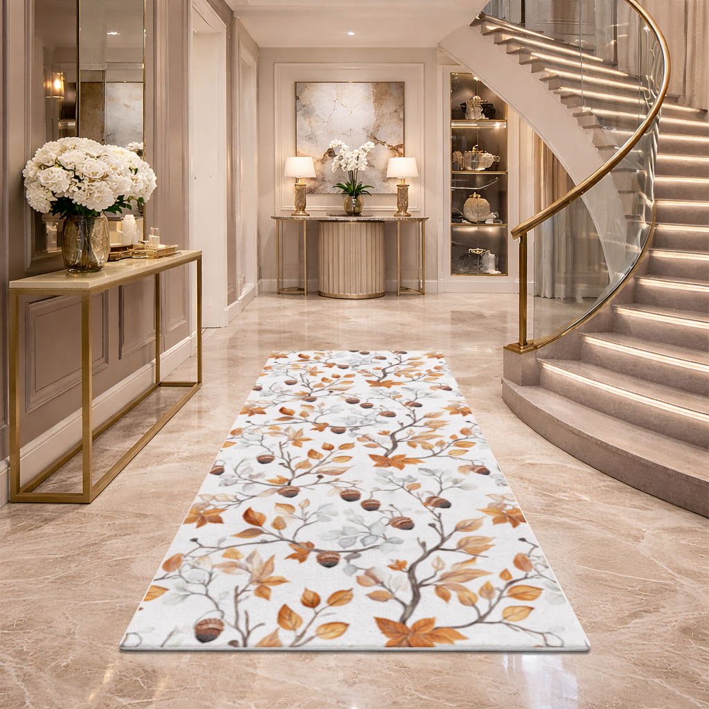 Watercolor Fall Acorns and Leaves Hallway & Entryway Rug