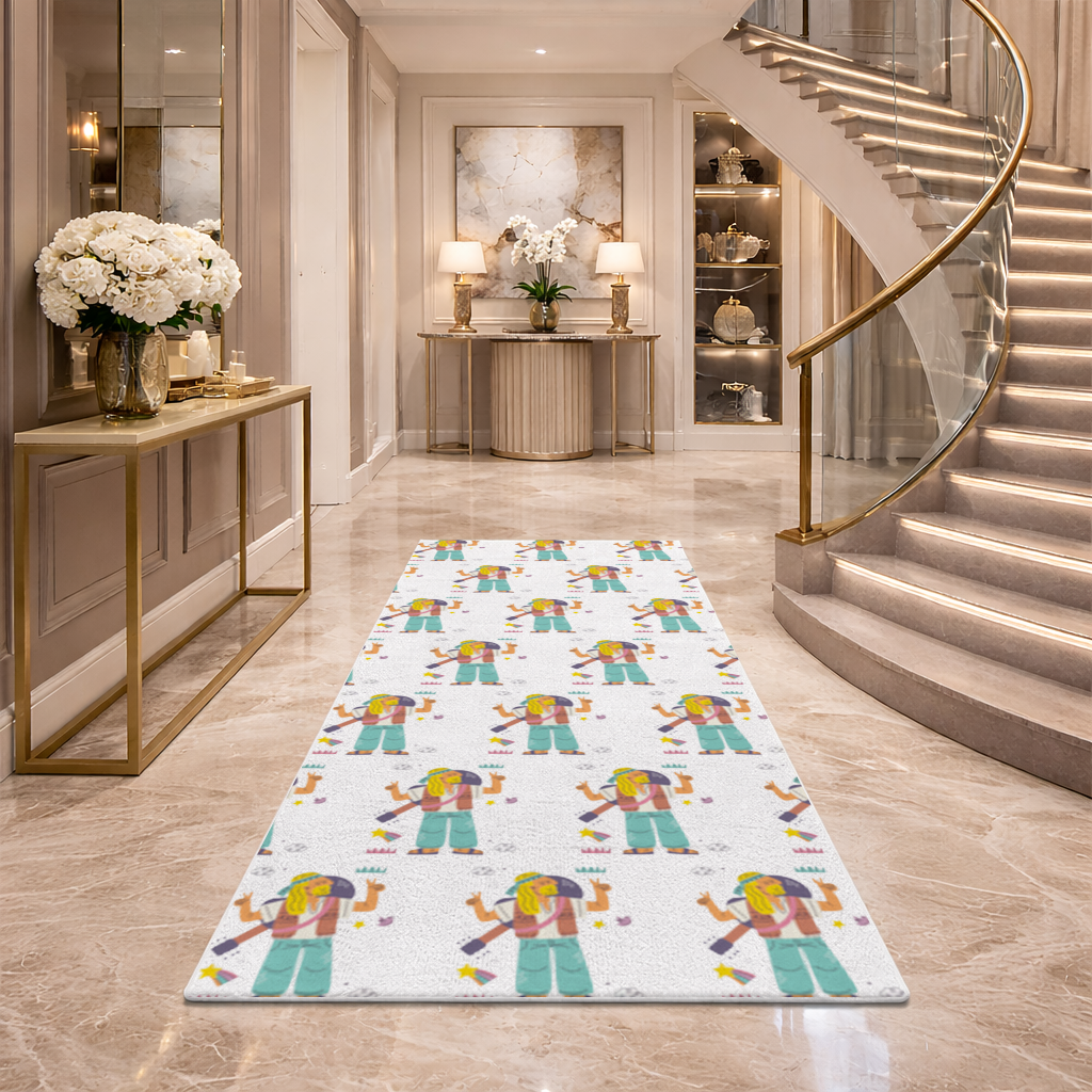 Retro Hippie Character Hallway & Entryway Rug