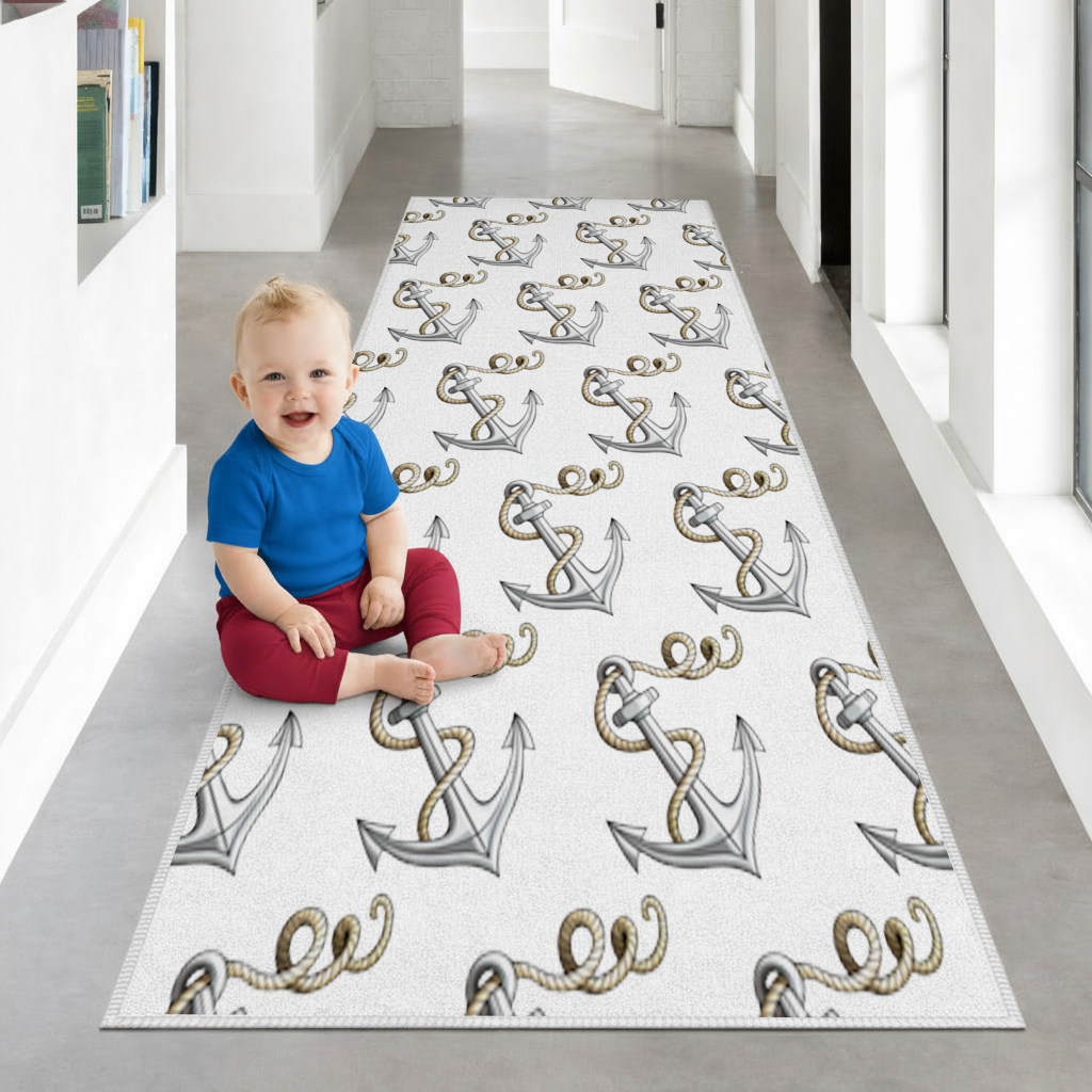 Sailor Anchor with Rope Tattoo Art Hallway & Entryway Rug