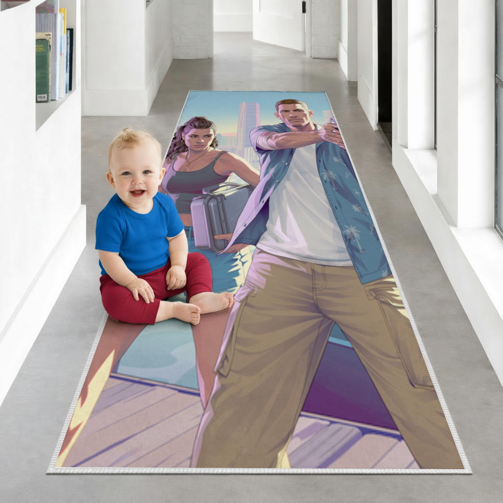 Vice City Showdown Tropical Heist Duo Hallway & Entryway Rug