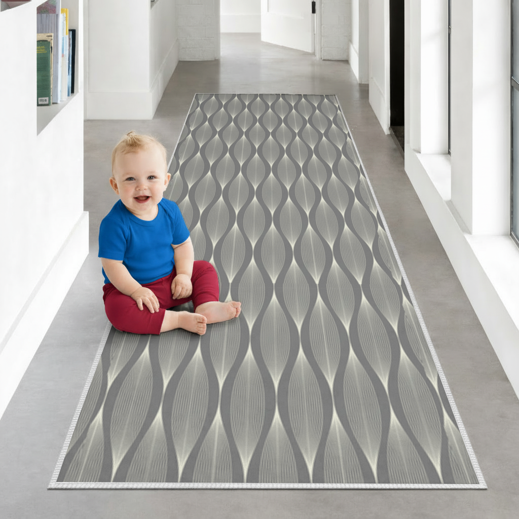Art Deco Geometric Wavy Pattern Hallway & Entryway Rug