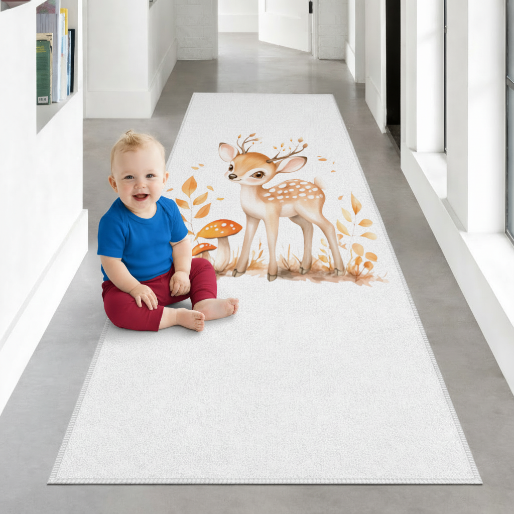 Whimsical Autumn Woodland Fawn Hallway & Entryway Rug