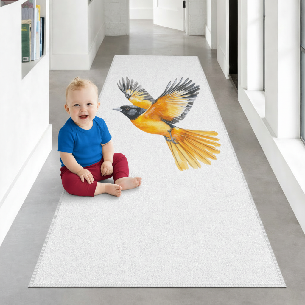 Watercolor Baltimore Oriole Hallway & Entryway Rug