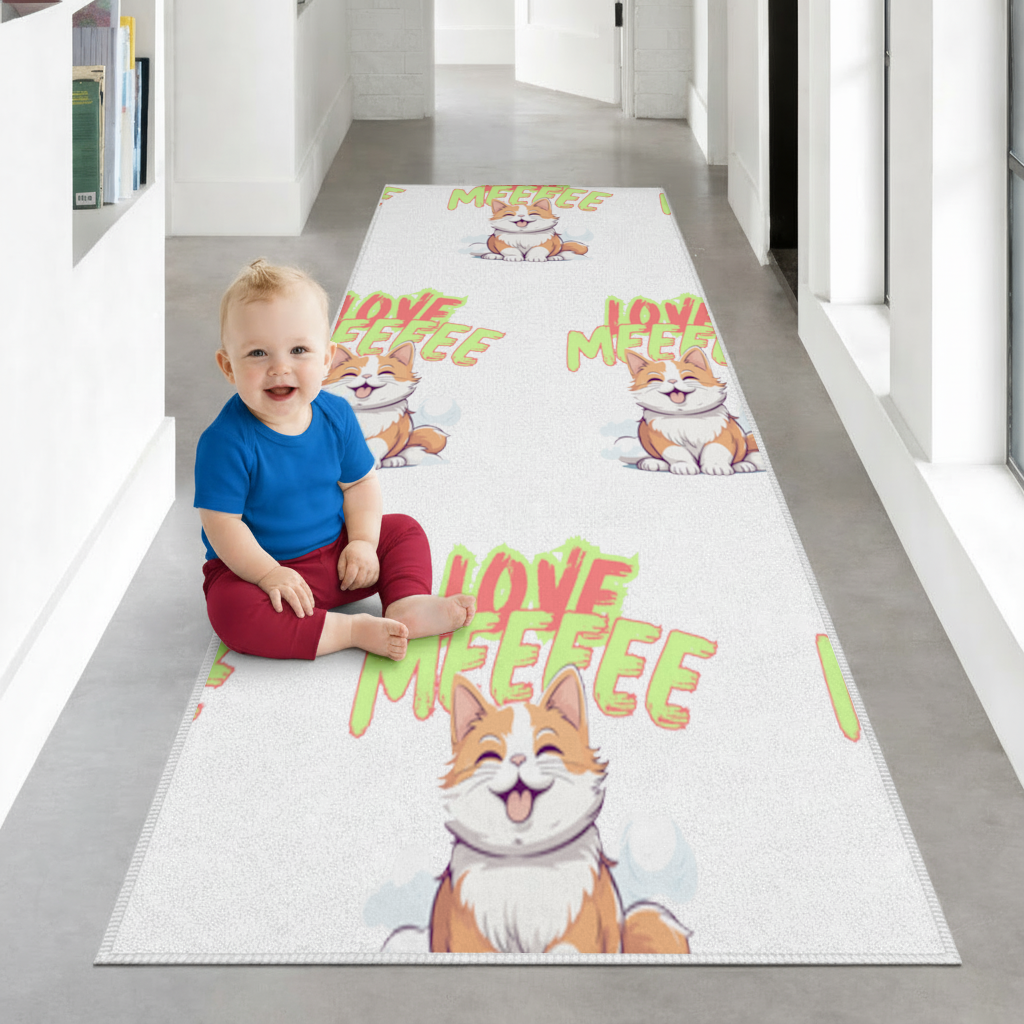 Cute Orange Cat Love Me Hallway & Entryway Rug