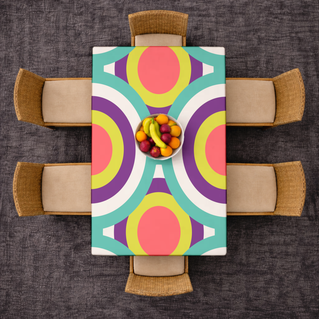 Colorful Geometric Circle Pattern Rectangular Tablecloth